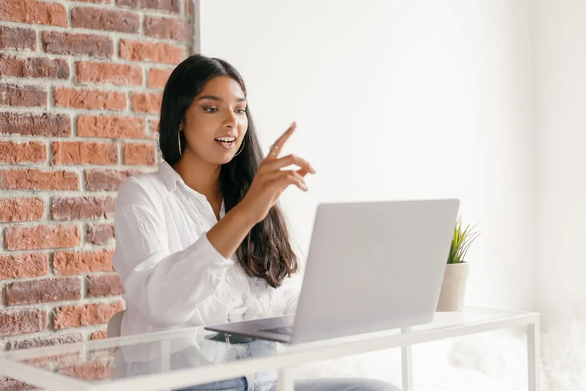 Job seeker on a Zoom interview from home